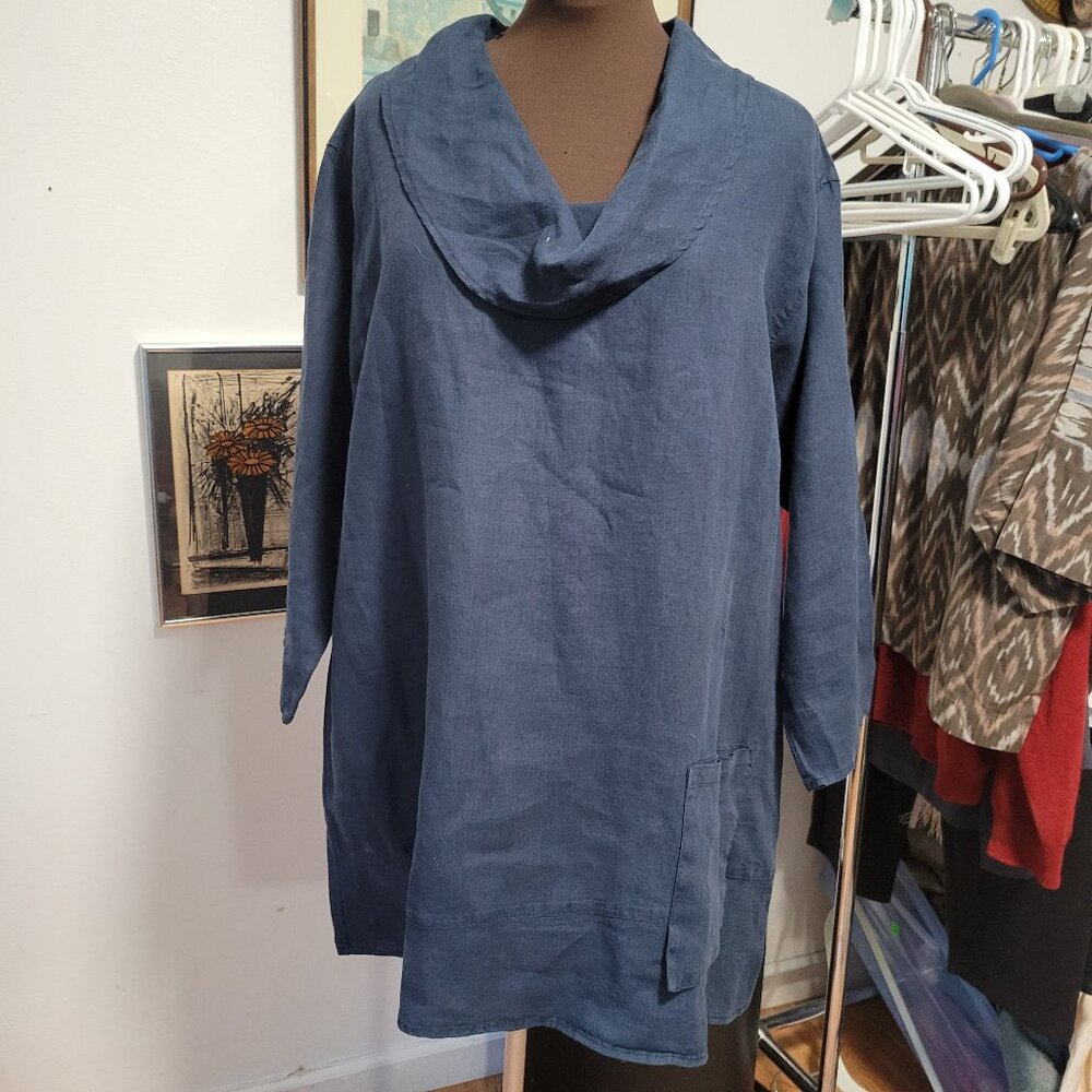 Vintage 90's 100% Linen Cowel Neck Top by Click